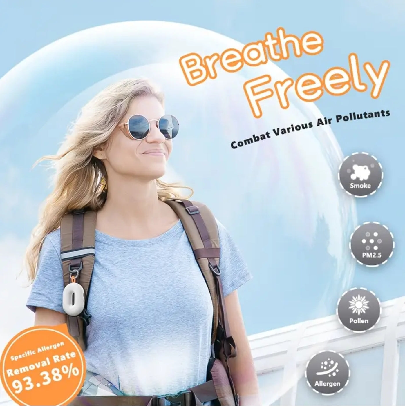Portable Air Purifier Pendant Charm - USB Rechargeable, Ionizer Bag Charm, Pendant, Car Accessory