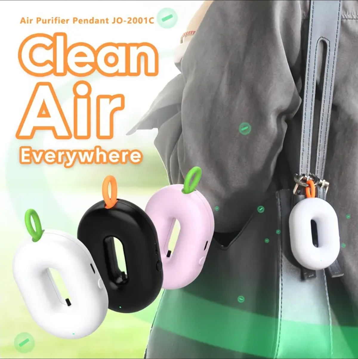 Portable Air Purifier Pendant Charm - USB Rechargeable, Ionizer Bag Charm, Pendant, Car Accessory
