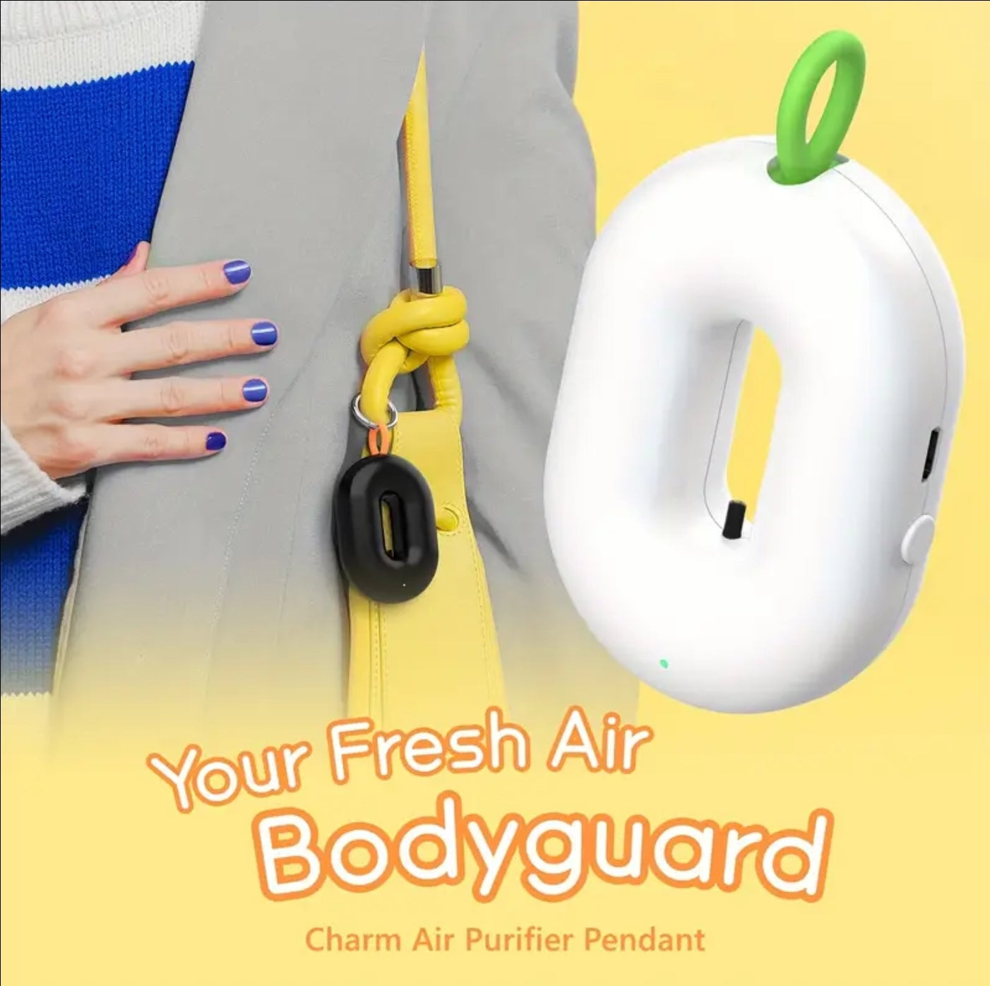 Portable Air Purifier Pendant Charm - USB Rechargeable, Ionizer Bag Charm, Pendant, Car Accessory