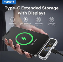 Next-Gen 128/256 GB Fast Type C Flash Drive with Intelligent Digital Display - APP Based Encryption, One-Click Backup,