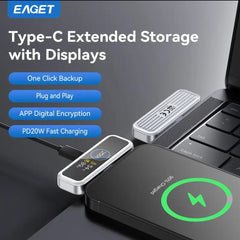 Next-Gen 128/256 GB Fast Type C Flash Drive with Intelligent Digital Display - APP Based Encryption, One-Click Backup,
