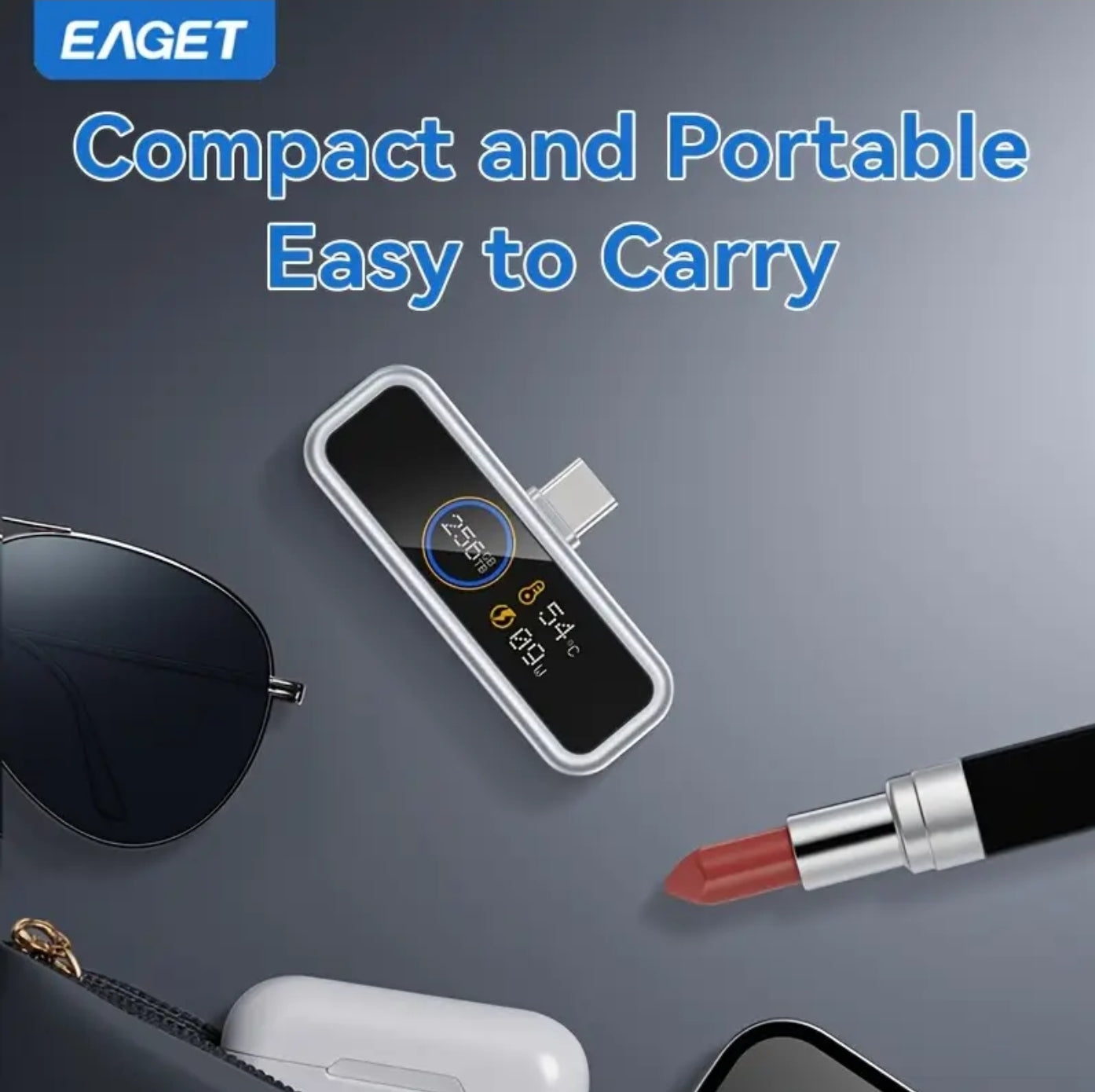 Next-Gen 128/256 GB Fast Type C Flash Drive with Intelligent Digital Display - APP Based Encryption, One-Click Backup,