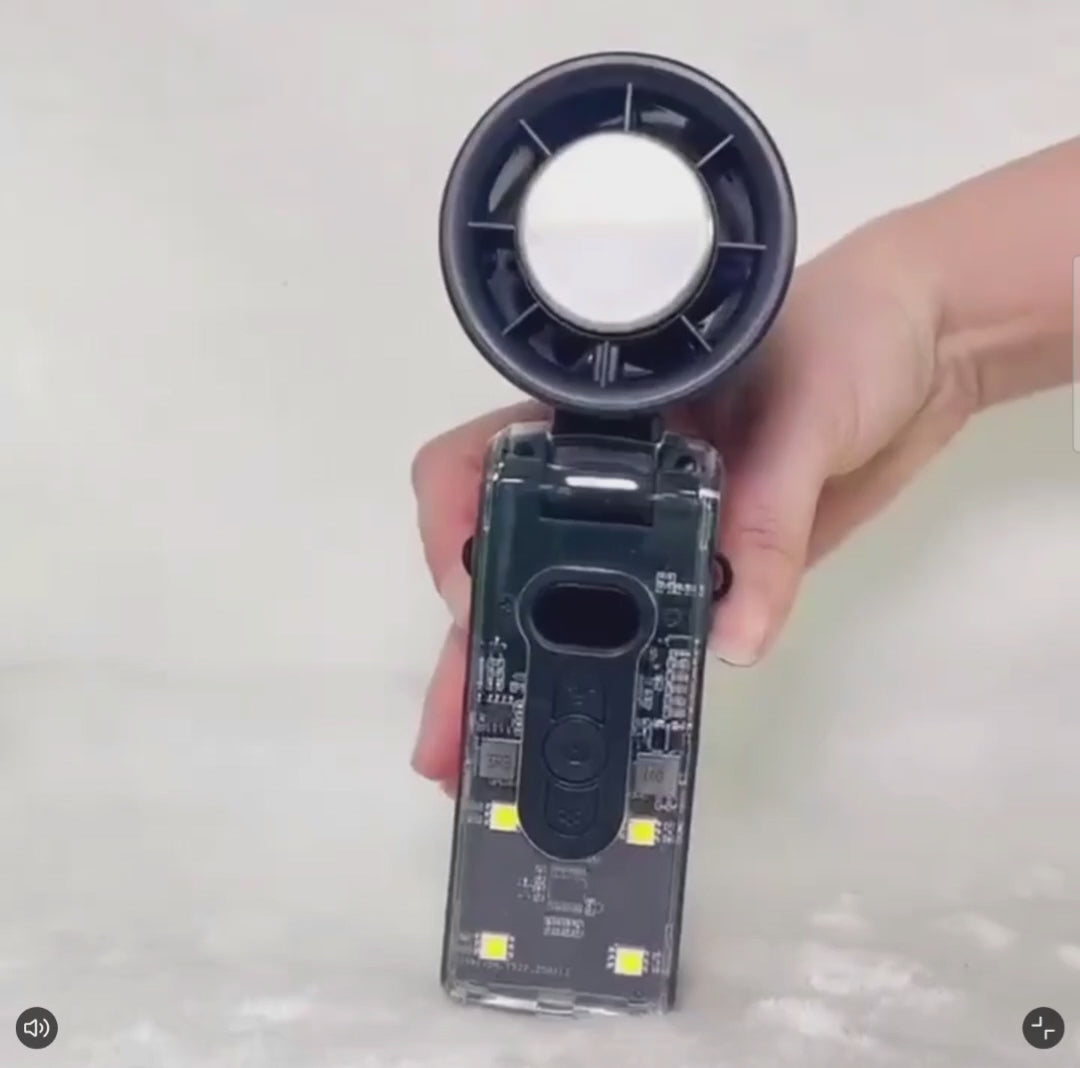 High Speed Turbine Ice Fan - 3 Level Light, 100Levels Speed, 360° Spiral Air, USB Rechargeable